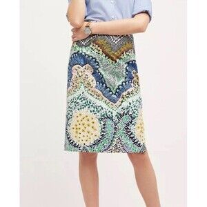 Anthropologie Riverwood Pencil Skirt Lined Moulinette Soeurs Floral Size 6